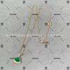 V Gold High Fan-shaped Clavicle Necklace: 18k Rose Gold with Red Agate, Diamond Accents, and White Shell on 925 Silver for Women