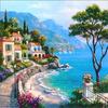 Custom 3D Mural Wallpaper Mediterranean Oil Painting Landscape Wall Papers Home Decor Living Room Sofa TV Background Wall Paper