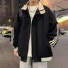 Men's Plus Size Trendy Lapel Baseball Jacket - Spring/Autumn Casual Outerwear.