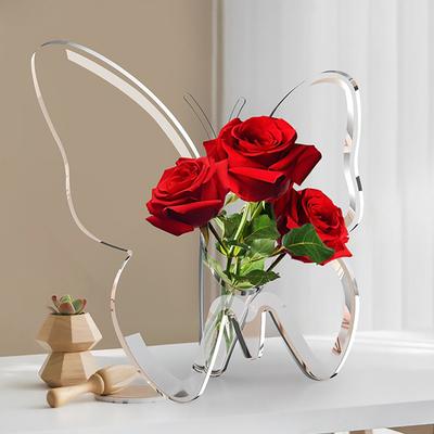 Butterfly Acrylic Photo Frame Vase Art Hydroponic Flower Vase Desktop Plant Holder Decor Vase Home Decoration Ornaments