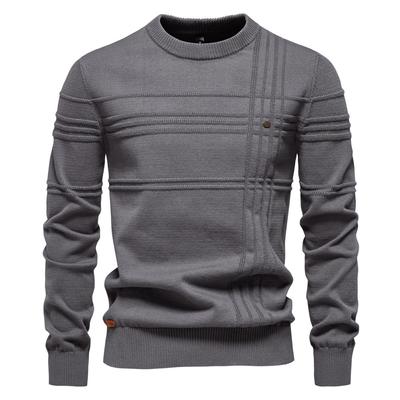 Neuer Rundhalspullover für Herren im Herbst und Winter, hochwertiger einfarbiger Pullover für Herren