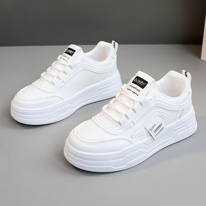 W5517 New Color Matching  Spring Color Matching Casual Leather Women's Shoes Thick Bottom Increased Korean Wear-Resistant Breathable Ins