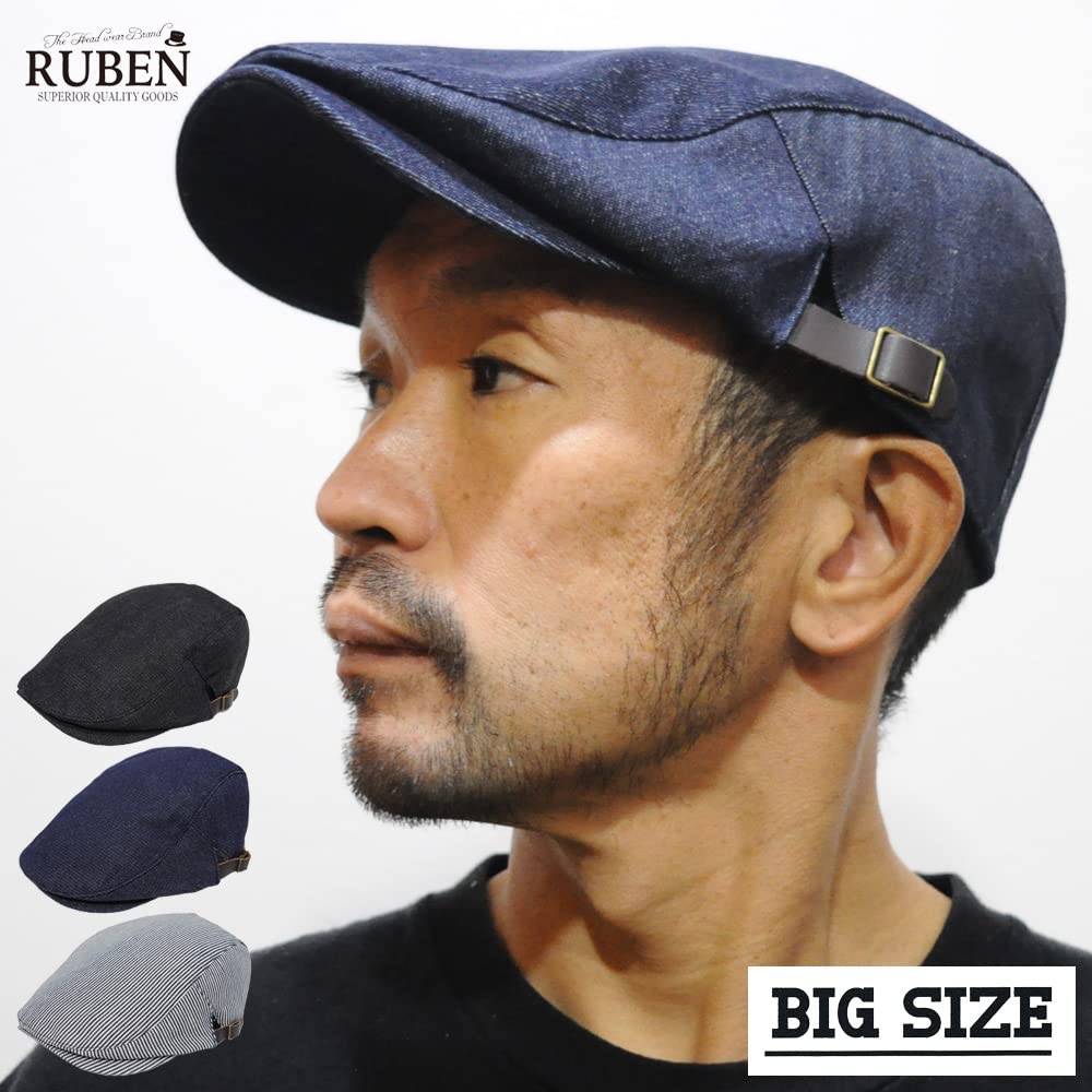 Ruben Big-Size Hunting Cap, Denim Fabric, Black Adjustable 58–61 Cm / Brim ~6 Cm