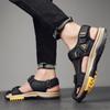 Men's Outdoor Top Layer Leather Large Size Beach Sandals Summer Casual Men's Vacation Beach Shoes Fashion Outdoor Non-Slip Beach Sandals