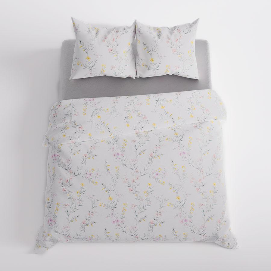 ZOE bedding set 220x200 cm - satin cotton, subtle floral pattern