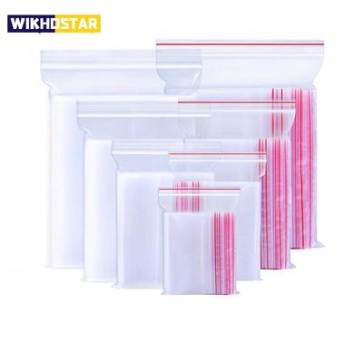 100pcs/pack Resealable Zip Lock Bags Self Seal Clear Poly Bag Food Storage Package Vacuum Storage Bag Reclosable Fresh Organizer