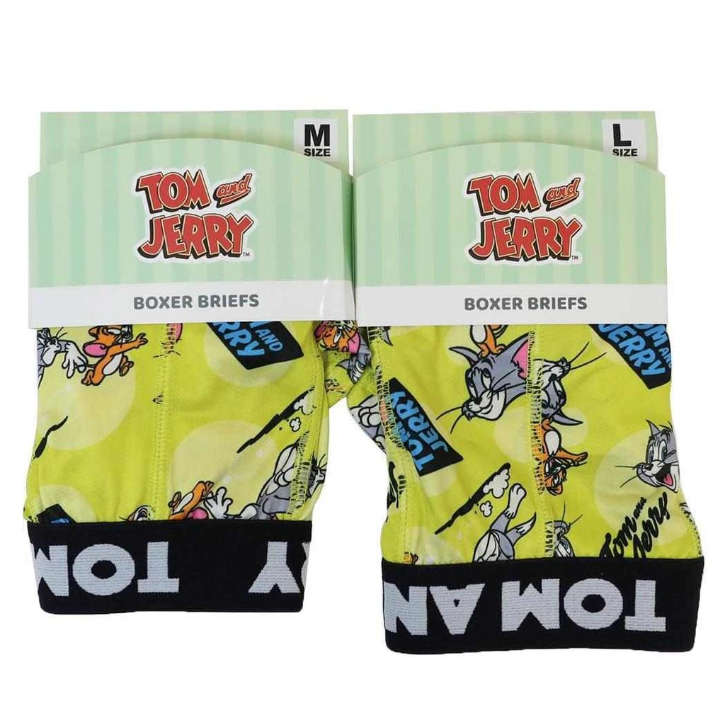 Small Planet Tom Jerry Print Boxer Dot Warner Size L & Men's Briefs, Pattern, Yellow, Bros.,