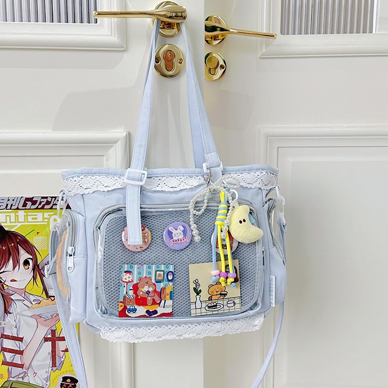 Japanese Style Transparent Anime Badge Tote - Cute Shoulder Crossbody Bag for Women & Students