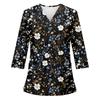 Women's Uniform Top, V-Neck with Single Pocket and Side Slit, 3/4 Sleeve