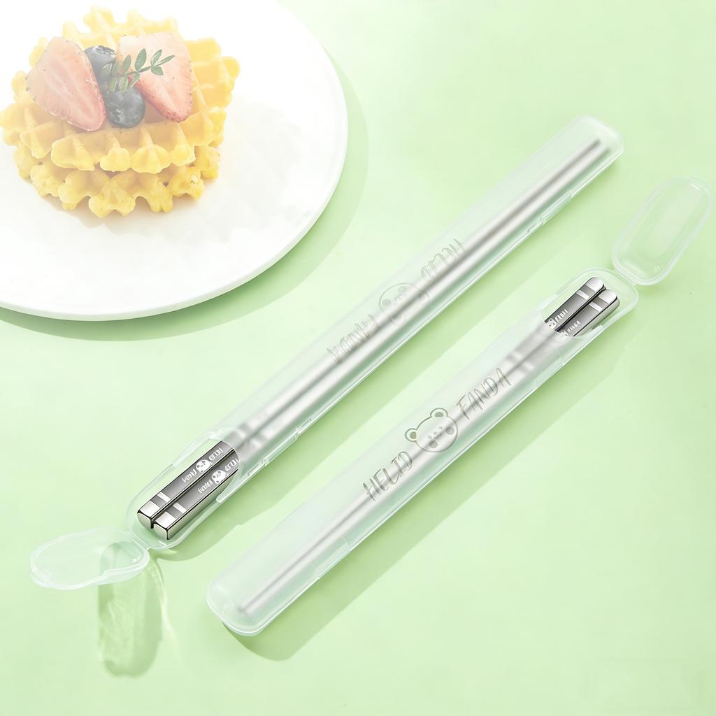 Portable Chinese Chopsticks High Temperature Resistance Non-slip Sushi Sticks 304 Stainless Steel Chopsticks Dishwasher Safe