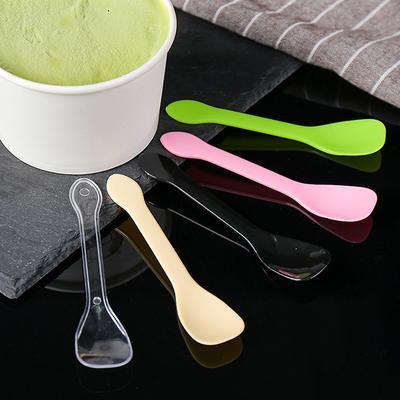 50Pcs Mini Plastic Spoons Flatware Spoons For Jelly Ice Cream Dessert Appetizer Spoon For Party Supplies Yellow Black Pink