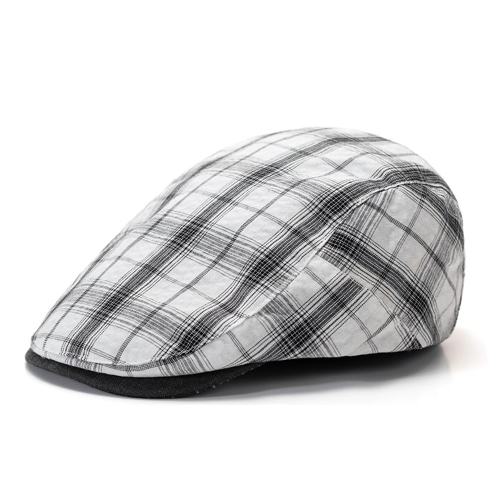 Spring Summer Thin Beret Men's Peaked Cap Women's Plaid British Retro Progressive Cap