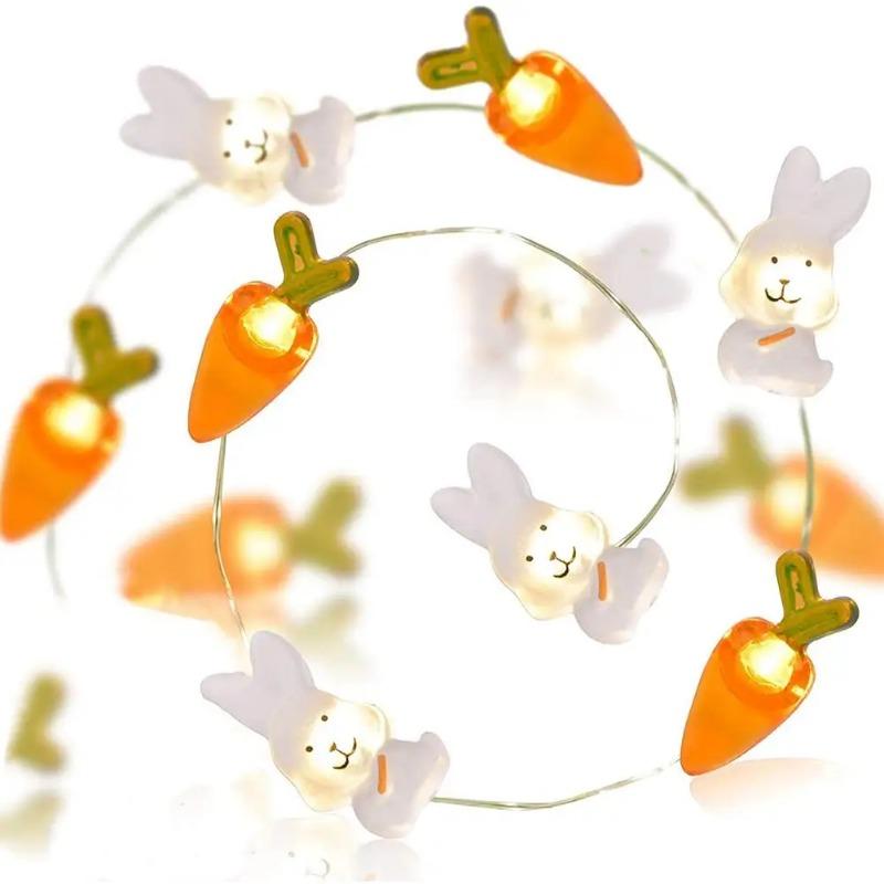 1M/2M Easter LED Bunny String Lights Carrot Rabbit Fairy Lights Home Decoration Party Supplies Happy Easter Gifts for Kids