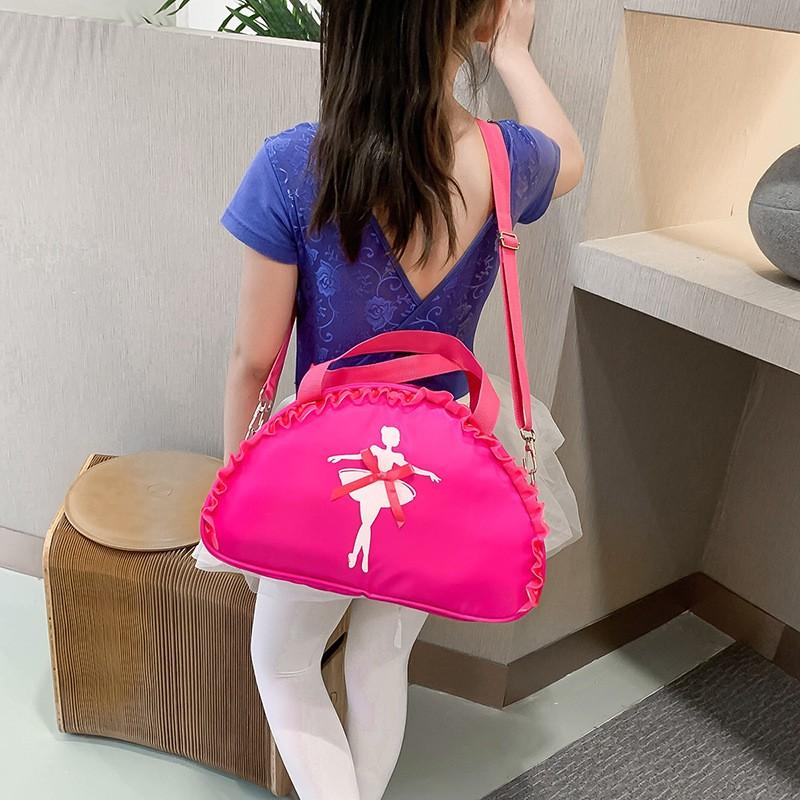Lovely Kids Ballet Dance Bag for Girls Bowknot Floral Print Handbag Children Sports Shoulder Bag