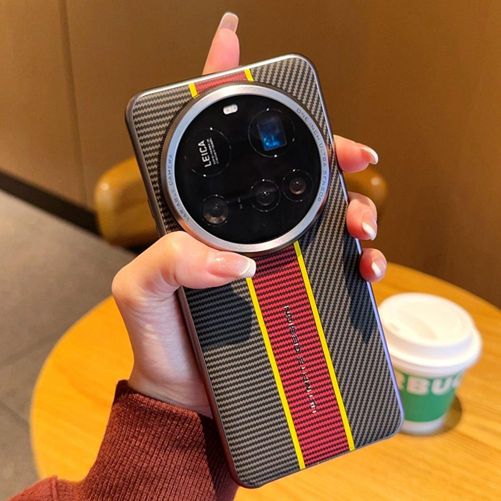 Für Xiaomi 15 Ultra Hülle Fasertextur Leder+PC Handyhülle