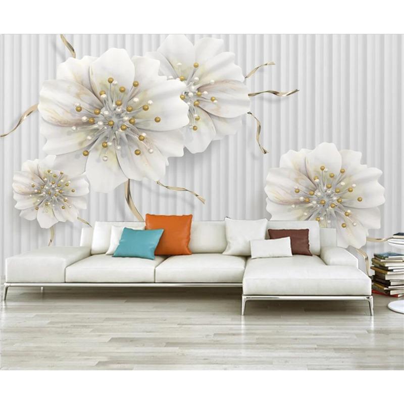 Fashion Flower Mural Light Luxury Jewelry Flower 3d Wallpaper Bedroom Living Room Hotel Background Wall 3d Wallpaper