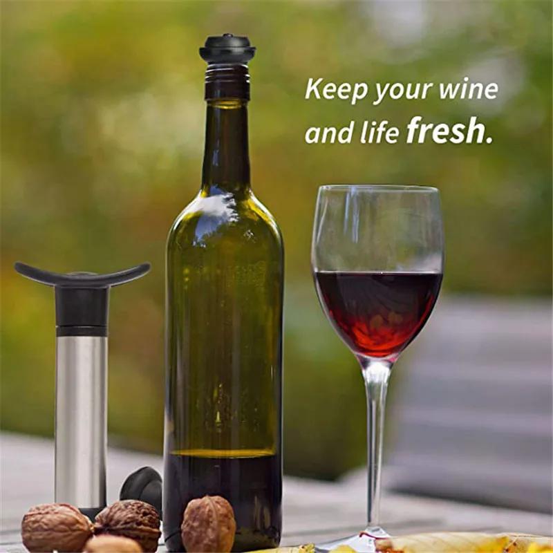 Wine Stopper with Vacuum Wine Pump Wine Preserver Aerator Rubber Black Stoppers Sealing Preserver Drinks Bottle Silicone Caps