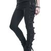Women Pants Drawstring Eyelet Punk Ladies Slim-fitting High Stretch Pencil Pants for Sports