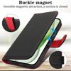 For iPhone 15 Plus/14 Plus Stand Case Litchi Texture Genuine Cow Leather Wallet Phone Cover RFID Blocking