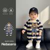 Levinjia Baby Strampler mit Streifen und kleinem Bären - Langarm-Body für Jungen und Mädchen für Frühling/Herbst