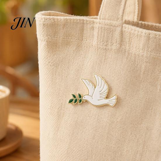 Three-dimensional Bird Pin Brooch Pin, Pigeon Olive Branch Design Lapel Metal Alloy Peace Symbol Backpack Decorative Badge for School Bag Clothes