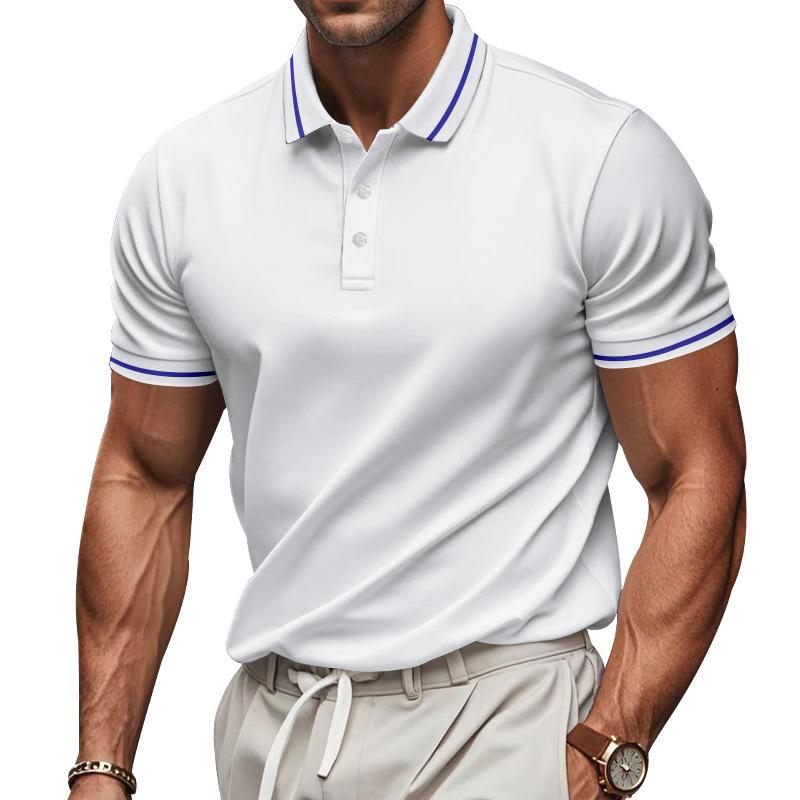 Summer New Men Short Sleeve Pure Color Lapel Polo Shirt Men Business Casual Golf Polo Shirt