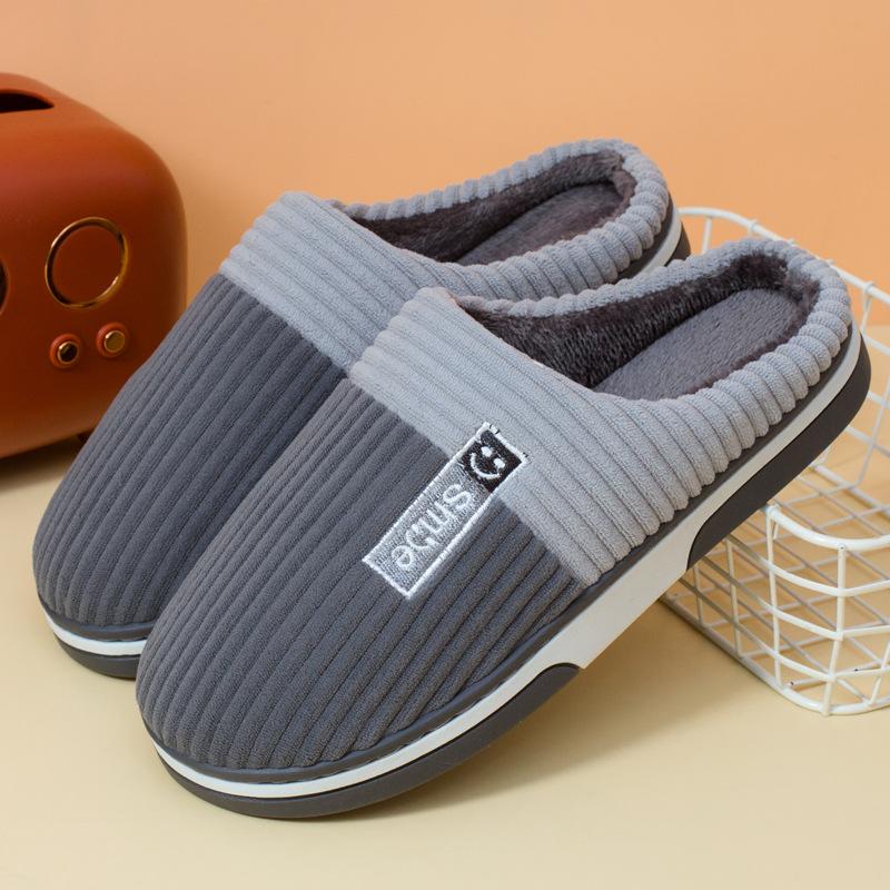 Wholesale Unisex Couple Winter Warm Plush House Slippers, Thick Soft Non-Slip Wear-Resistant TPR Sole Cozy Indoor Home Slippers for Autumn Winter