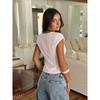 New Arrival White V-neck Lace Embroidered Slim Fit Crop Top, Casual Short Top for Women, Hot Selling Crossborder Women's Apparel
