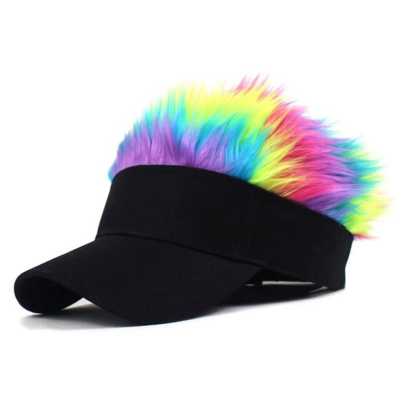 Men Synthetic Short Hair Baseball Cap Spiked Hair Wig Hat Fake Hair Adjustable Sun Protection UV Blocking Visor Fancy Performance Hip-Hop Headwear