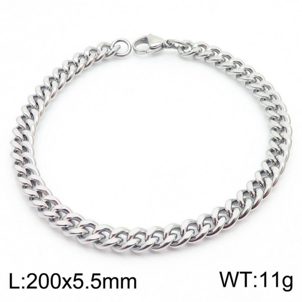 Jewelry Side Flat Chain Stainless Steel Chain, Simple Titanium Steel Men's Trend Hip-hop Bracelet Accessories