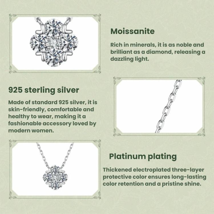 S925 Sterling Silver Lucky Four-Leaf Clover Moissanite Necklace