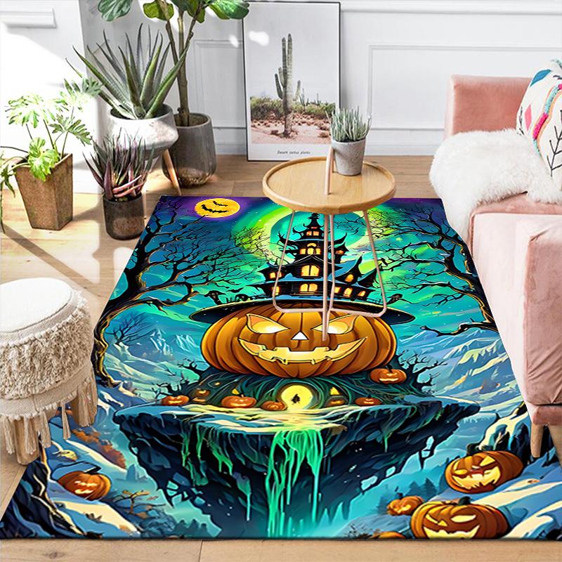 1Pc Halloween Night Castle Rug, Office Carpet Indoor Outdoor Doormat, Non-Slip, Comfortable, Living, Christmas Halloween, Xmas Gift G117