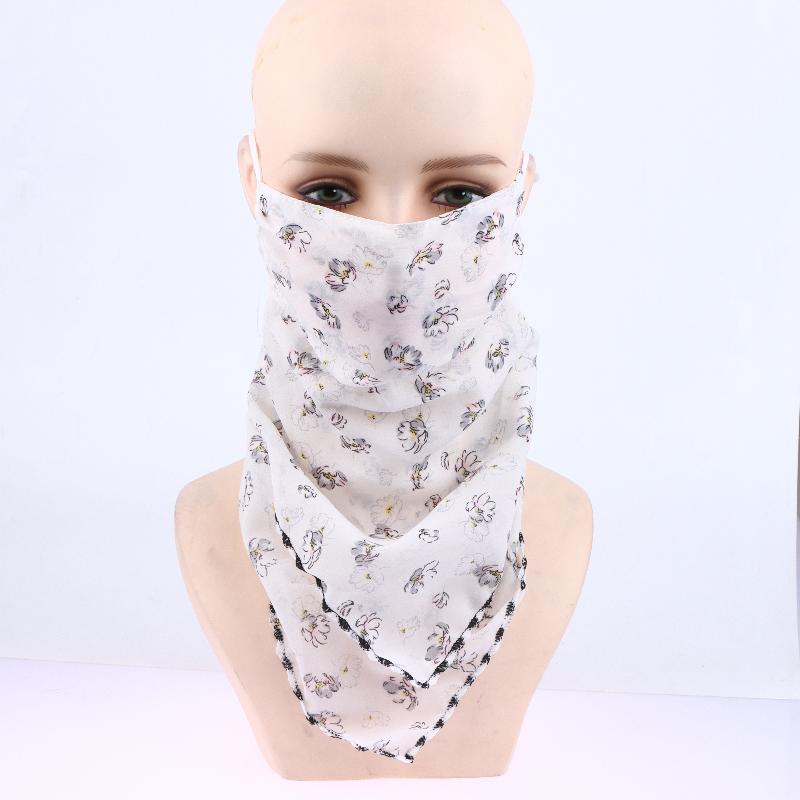 1Pcs Adjustable Protection Face Chiffon Print Mask Women Sun Protection Floral Scarf Ice Silk Neck Protector Bandana