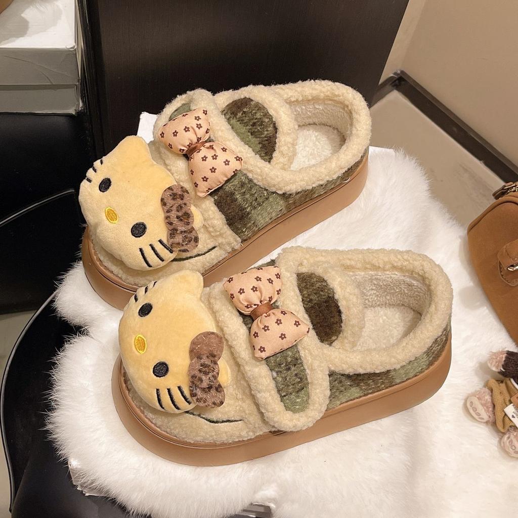 Fashion Thick-soled Versatile and Comfortable Cotton Shoes for Women's Autumn and Winter New Cute Temperament Kitten Non-slip Cotton Shoes for Women