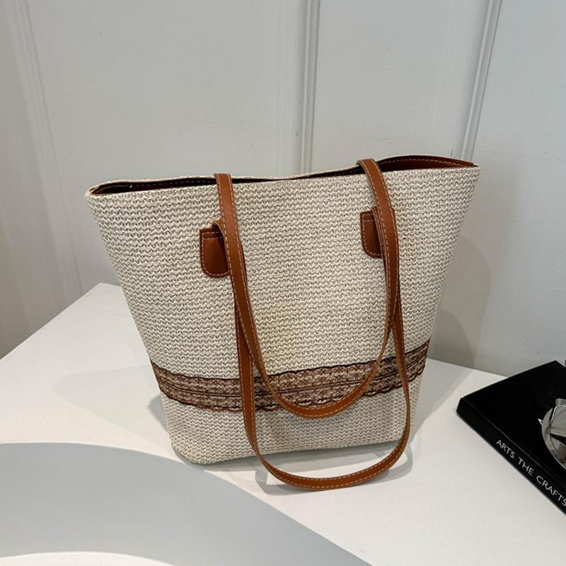 Yogodlns Women's Large Capacity Shoulder Bag Summer Straw Woven Basket Handbag Fashion Female Luxury Designer Beach Bag Shopper Tote Bag