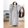 Damska Zimowa Ciepła Koszula Nocna Plus Size Polarowa Gruba Leniwa Szlafrok z Kapturem Luźna Oversize Długa Koszula Nocna Piżama Nocna