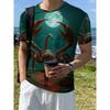 Fashion Men's Crew Neck Short Sleeve 3D Crab Color Printing Crew Neck T-Shirt Crab Short Sleeve