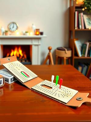 Cribbage Board Game Set Includes Playing Cards 6 Pegs Fun Table Game 2-4 Player Games Classic Tabletop Game for Adults & Kids