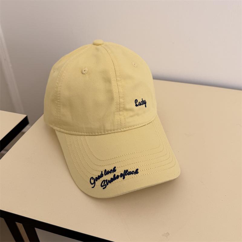 Simple small letter embroidered baseball cap women's spring and summer travel wide brim sunshade versatile face small cap