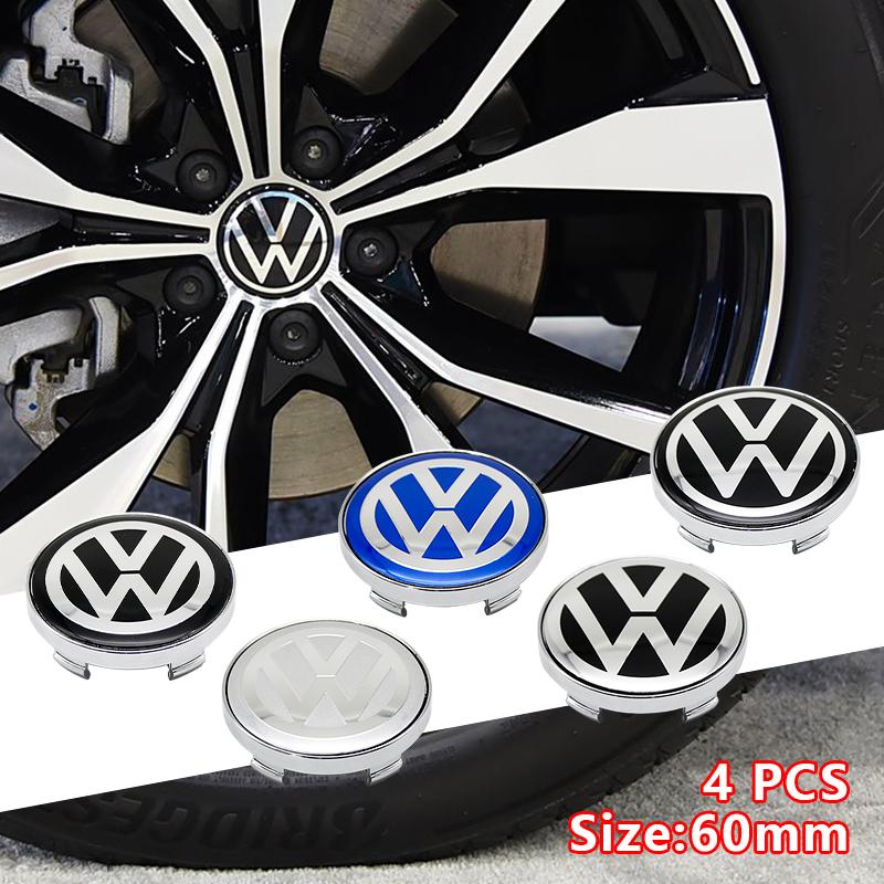 4 Stück 60mm Auto Radnabenkappe Abzeichen Emblem Aufkleber für VW Volkswagen Golf 4 5 6 7 Passat B5 B6 B7 Polo Tiguan Jetta GTI T5