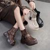 Breathable Hollow-out Boots Genuine Leather Lightweight Platform Sandals Thick Sole Women's Shoes