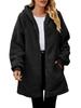 Winter loose plush women's long sleeved hooded zipper cardigan jacket