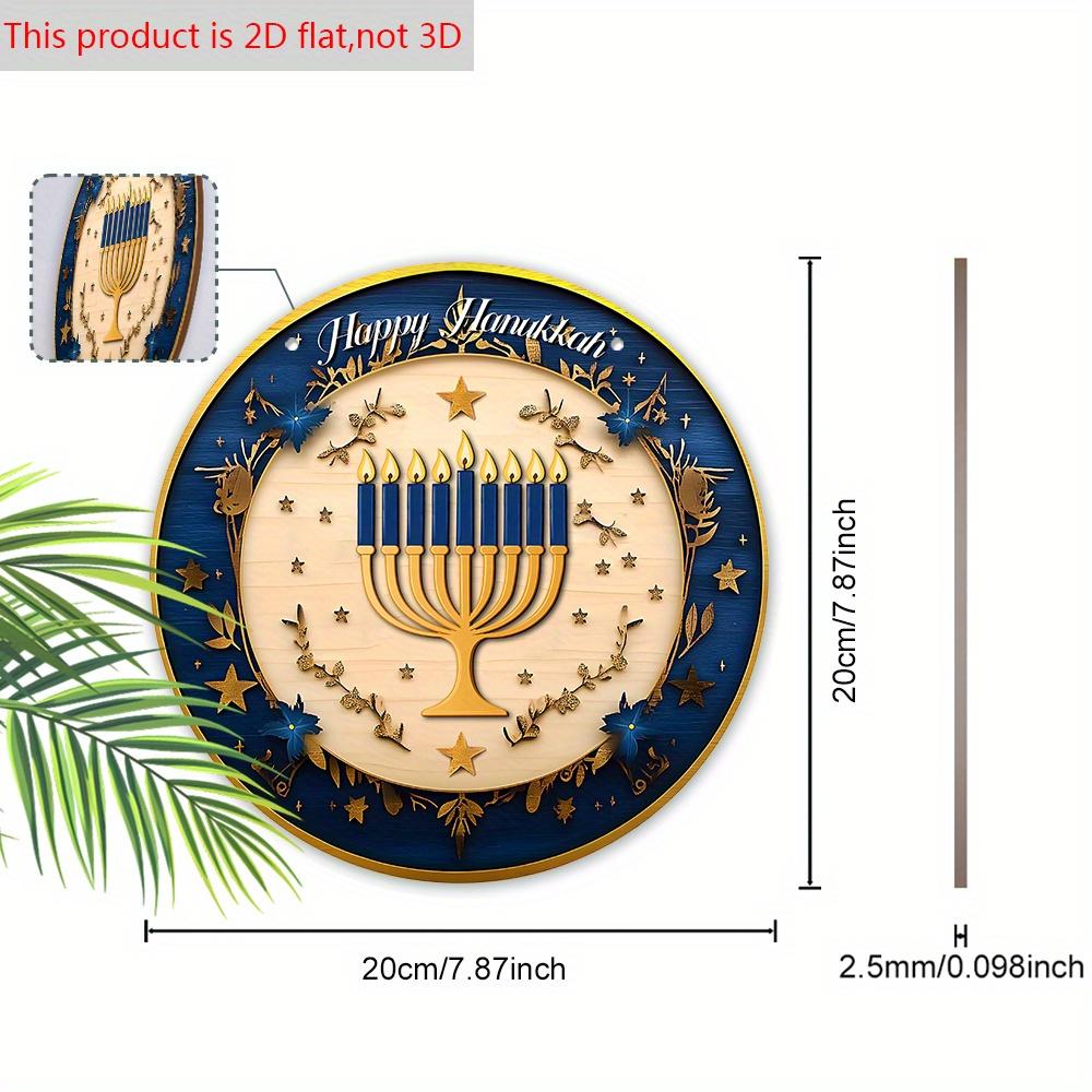 Hanukkah Festival Wooden Sign - Happy Hanukkah Round Ornament for Front Door, Wall Hanging Decor - Ideal Hanukkah Decor