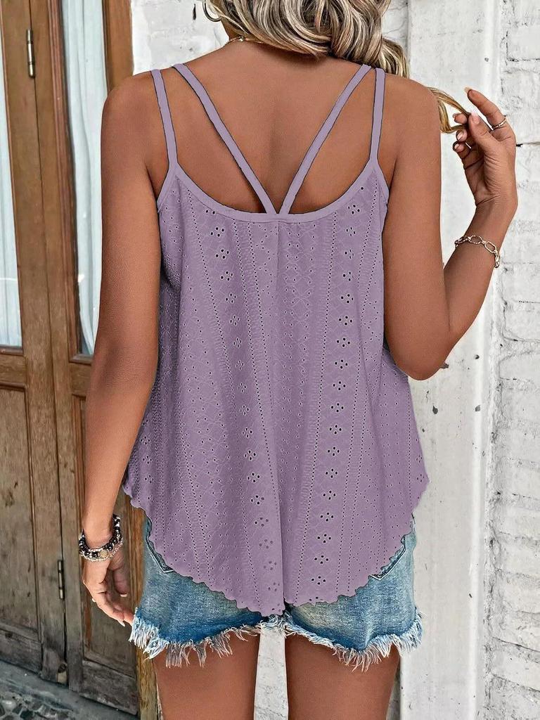 Women's Spaghetti Strap Sleeveless Tank Top - Loose Fit for Summer Vacation 2025