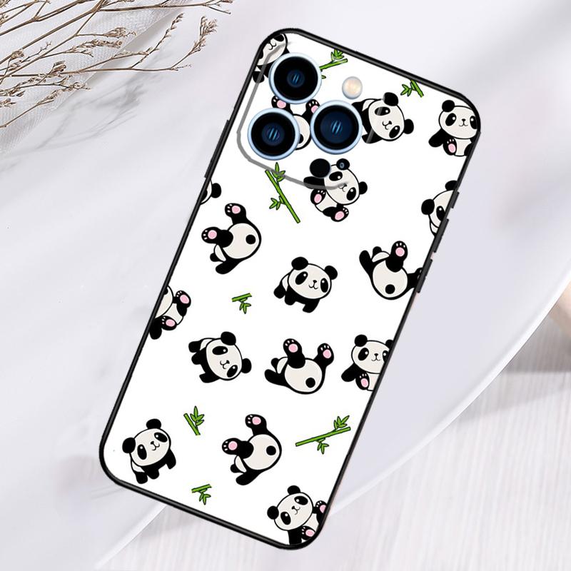 Cartoon Panda Phone Case For iPhone 17 Pro Max 15 14 13 12 11 16 Pro Max Plus 12 13 Mini 16e 17 Air Cover