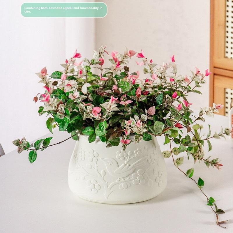 Mini Self Watering Flower Pot Fish Tank Transparent Plastic Plant Pots Self Watering Planter Pot Vase For Home Decoration