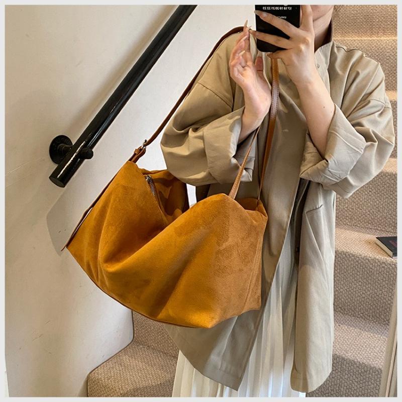 Large Capacity Suede Crossbody Shoulder Bag Vintage Simple Texture Tote Bag for Women Fashi Lazy Style Storage Commuter Bag