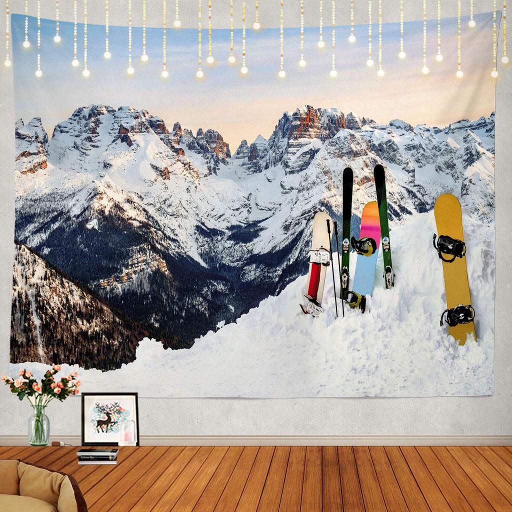 Snow Mountain Scenery Tapestry Extreme Sport Tapestry Skiing Travel Tapestry Home Living Room Dorm Bedroom Decoration Tapestries