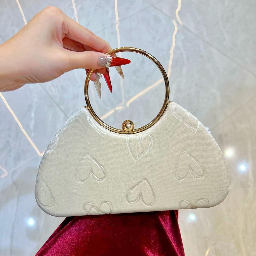 Fashion Polyester Fiber Evening Bags Elegant Chain Shoulder Bag Clutch Handbag Women