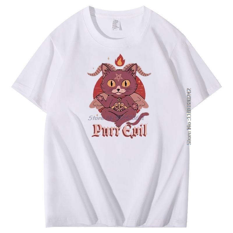 Baphomet Purr Evil Mens Print T Shirt Lucifer Occult Goat Fashion Graphic T Shirts Summer Cotton New Shirts And Tshirts